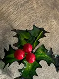 resin dipped holly leaves with berries