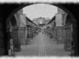 view of an old walkway through the museum