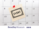 calendar with post it pinned to it with event printed on it. museum logo underneath