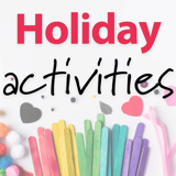 holiday activities banner with brightly coloured craft items.